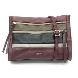 Relic Evie Crossbody Bag - Multi Zipper Pocket & Multi-colored Dark Purple